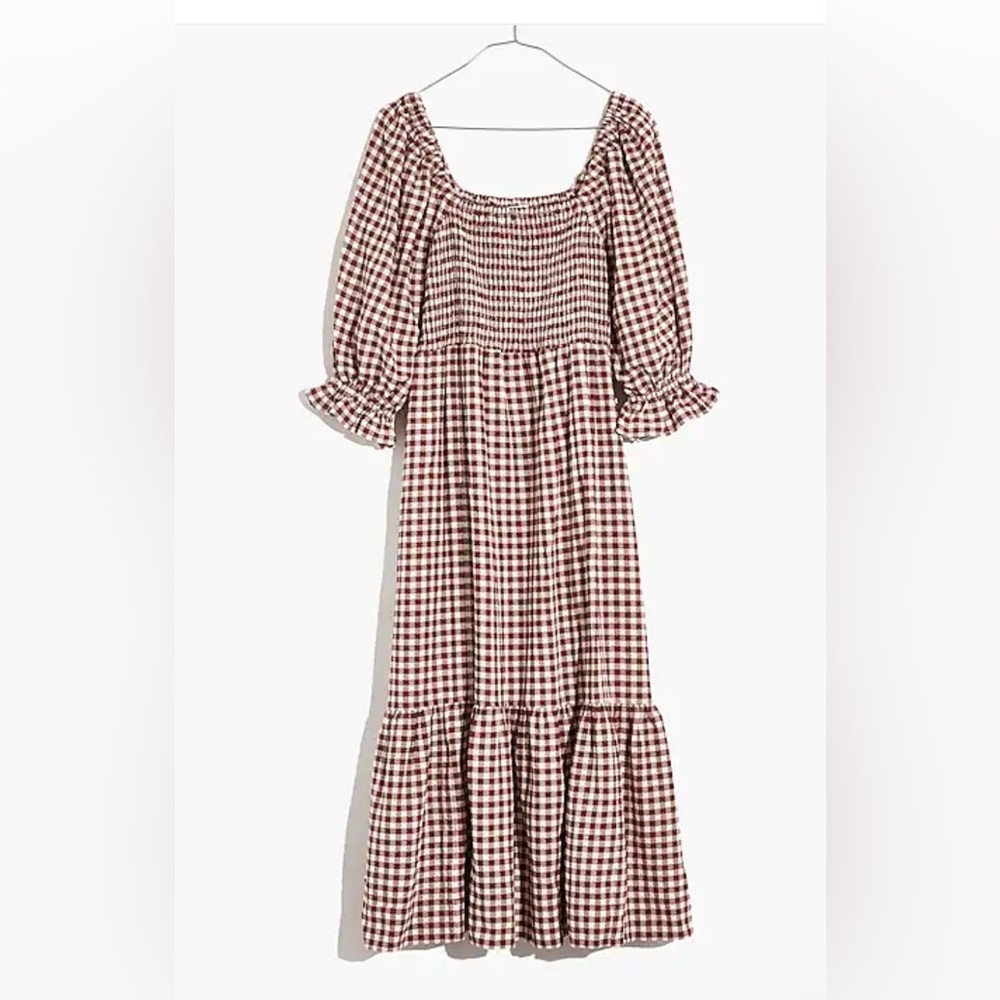 Smocked Gingham Midi Dress; Madewell